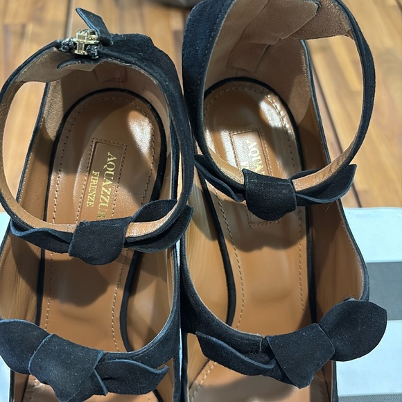 AQUAZZURA Sandy Suede Block-Heel Bow Pump, 41 - Picture 2 of 12